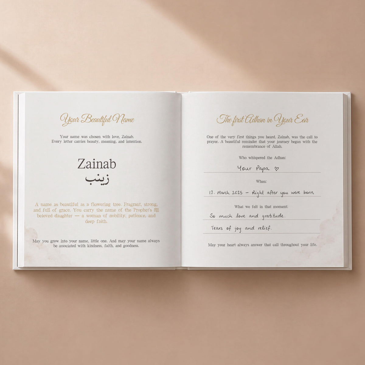 Personalized Islamic Baby Book | 112 Pages XXL Muslim First Year Baby Book | Islam Baby Favor | Aqiqah Memory Gift