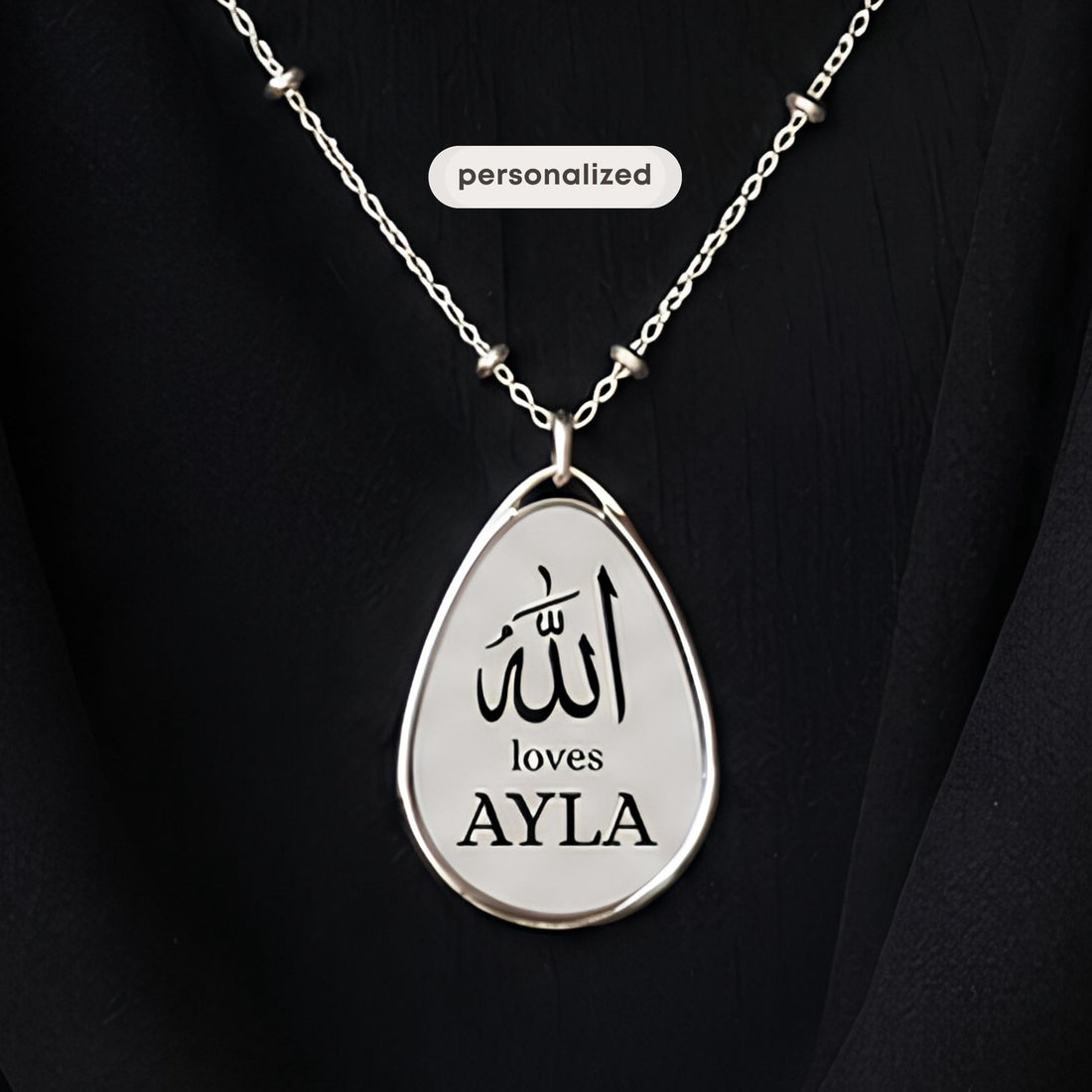 Personalized Allah Loves You Necklace | Personalized Islamic Gift for Her | Custom Muslim Name Necklace | Bismillah Gift