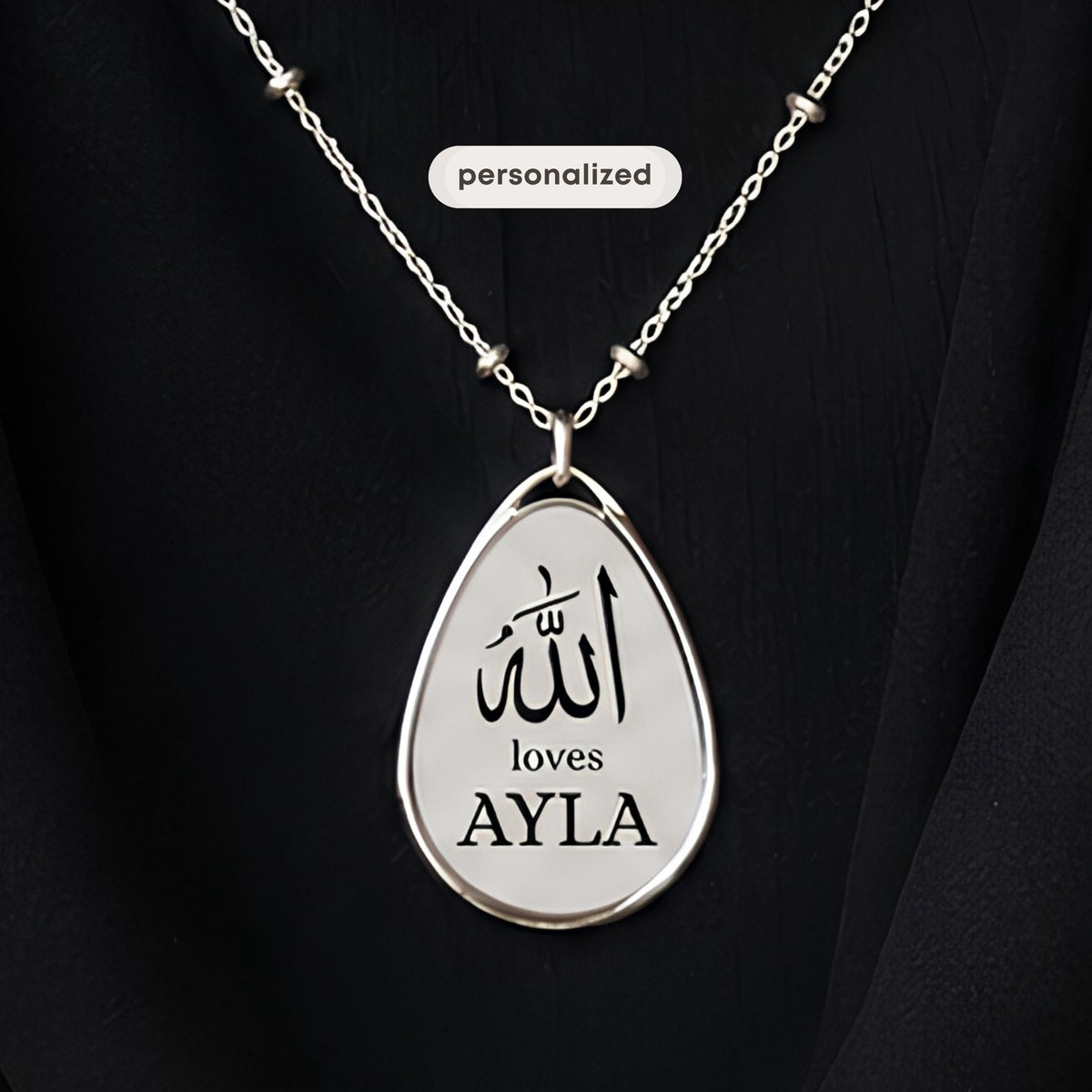 Personalized Allah Loves You Necklace | Personalized Islamic Gift for Her | Custom Muslim Name Necklace | Bismillah Gift