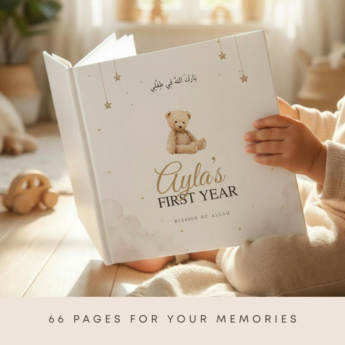 Personalized Islamic Baby Memory Book - First Year Milestones, Muslim Keepsake Gift