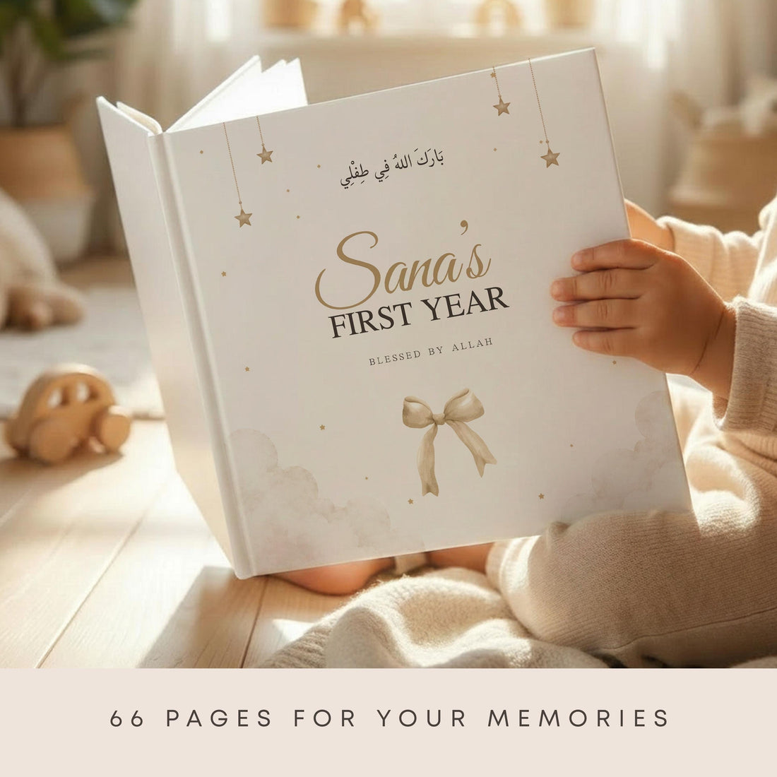 Personalized Baby Naming Gift - Islamic Memory Book - Muslim Aqiqah Keepsake, Custom First Year Milestones