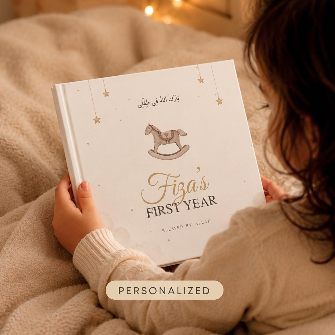 Personalized Islamic Baby Memory Book - First Year Milestone Keepsake (Hardcover)