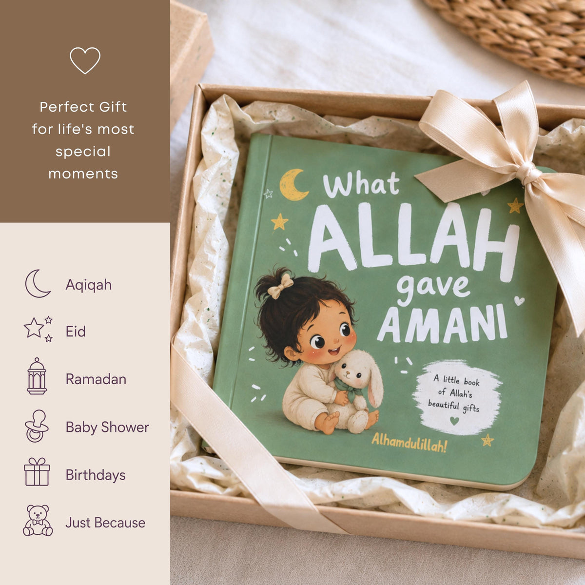 Aqiqah gift - Personalized First Book for Girls | Personalized Board Book | Custom Muslim Baby Gift | Islamic one year old birthday gift