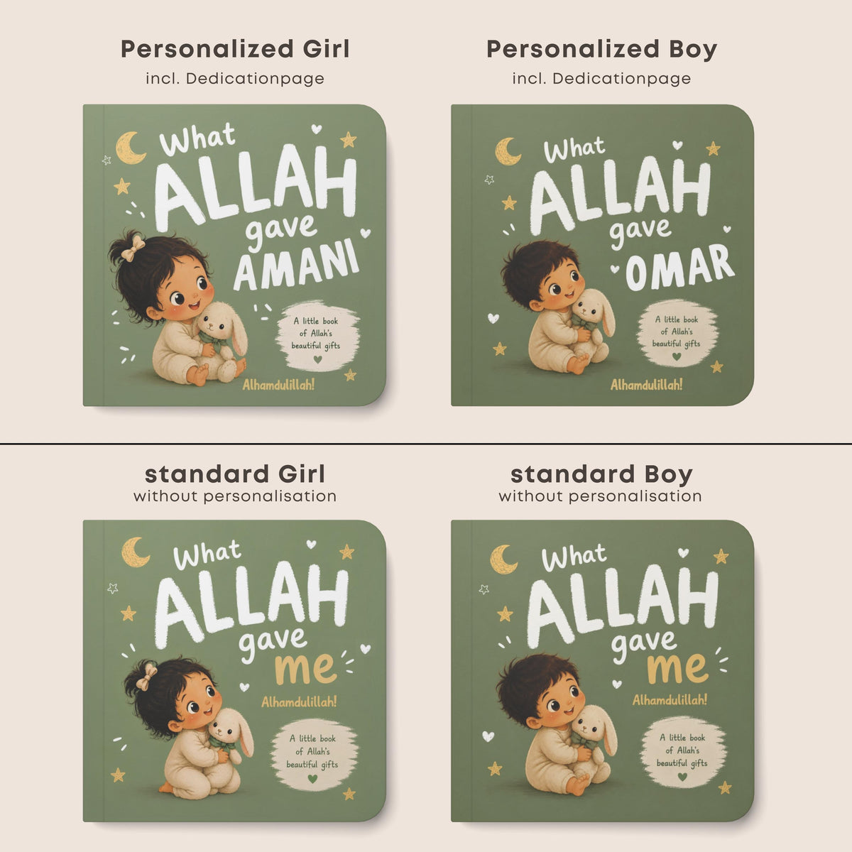 Aqiqah gift - Personalized First Book for Girls | Personalized Board Book | Custom Muslim Baby Gift | Islamic one year old birthday gift