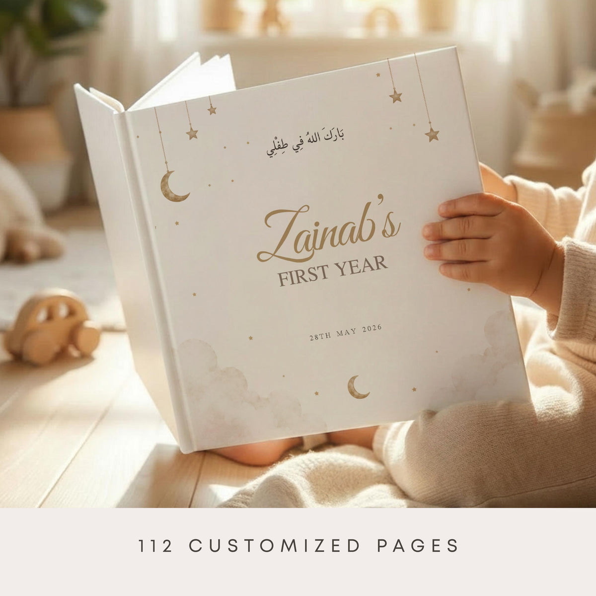 Personalized Islamic Baby Book | 112 Pages XXL Muslim First Year Baby Book | Islam Baby Favor | Aqiqah Memory Gift