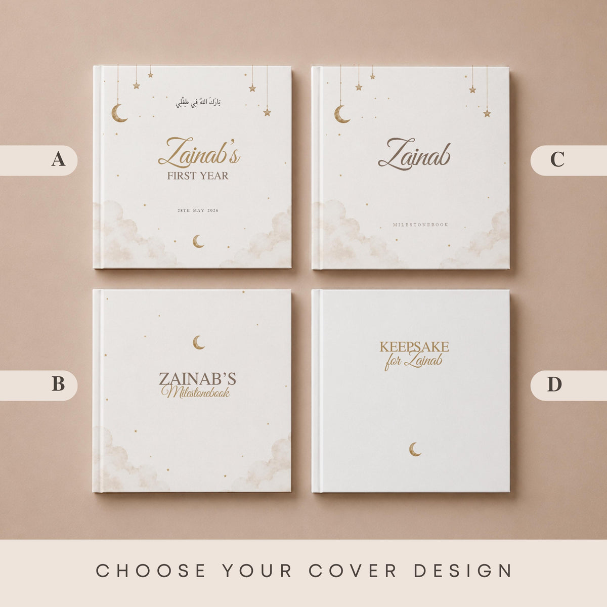 Personalized Islamic Baby Book | 112 Pages XXL Muslim First Year Baby Book | Islam Baby Favor | Aqiqah Memory Gift