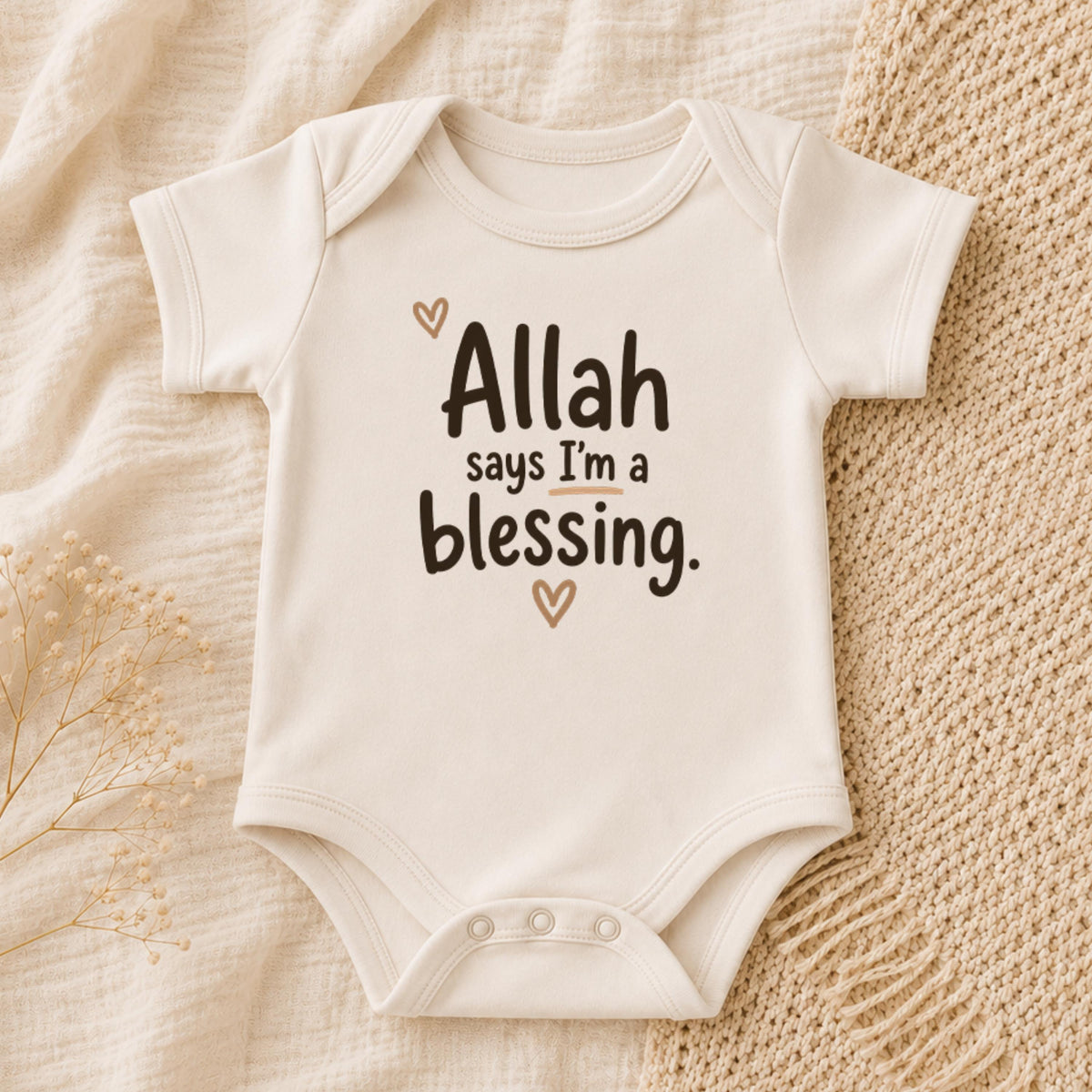 Islamic Baby Bodysuit | Allah Says I'm A Blessing, 100% Cotton Gift