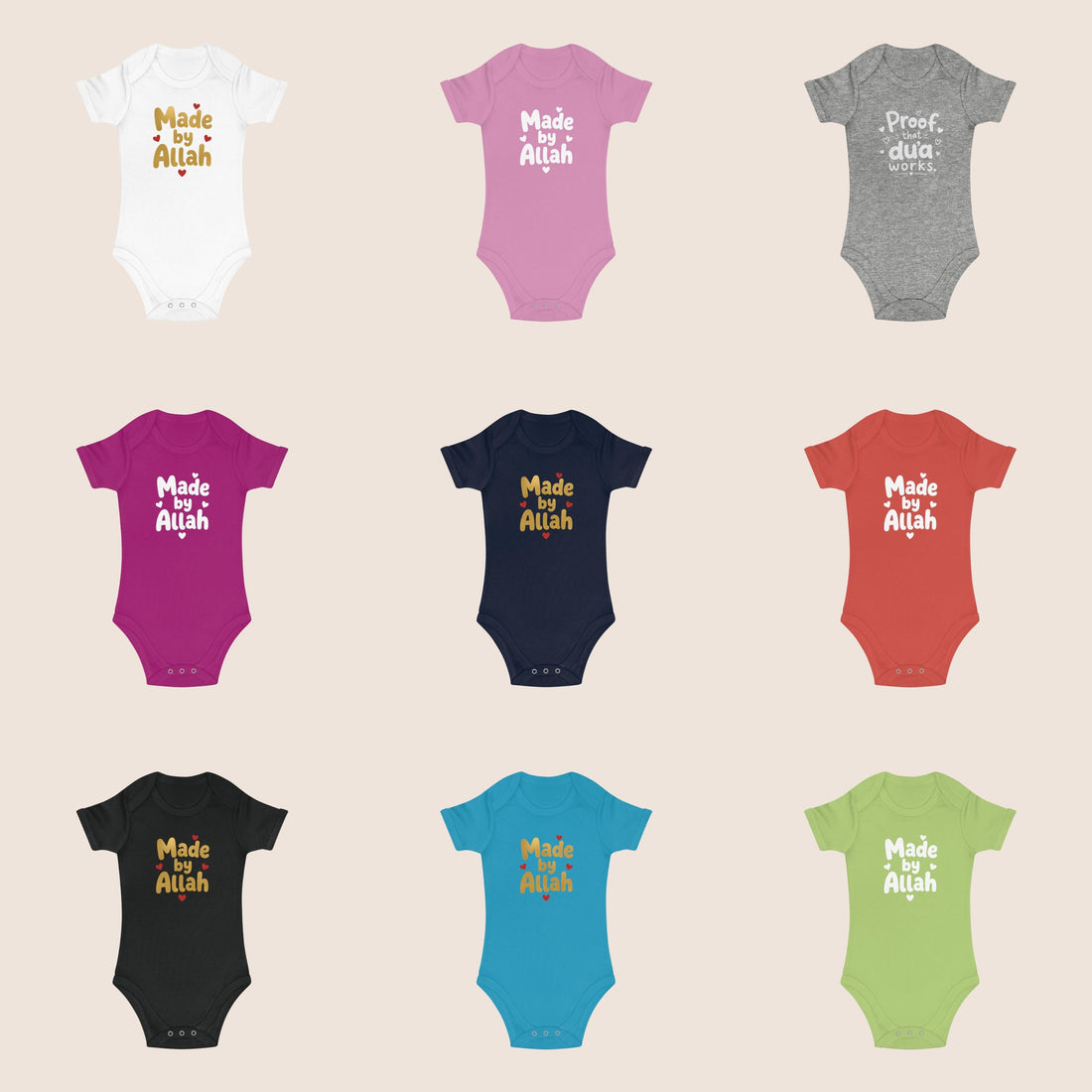 Muslim Baby Bodysuit | Made by Allah, 100% Cotton Islamic Gift