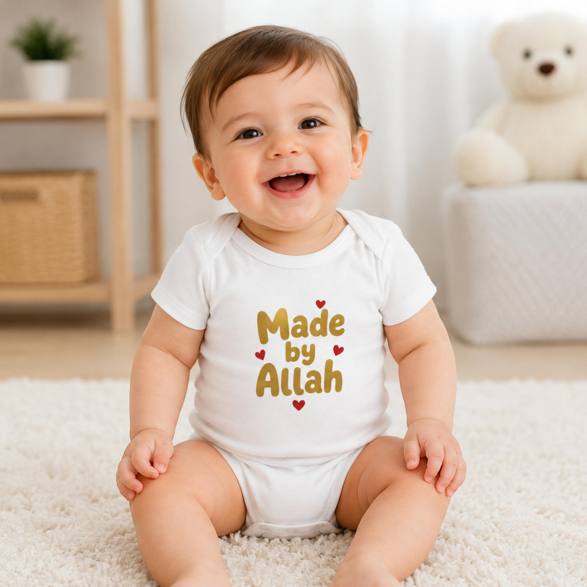 Muslim Baby Bodysuit | Made by Allah, 100% Cotton Islamic Gift