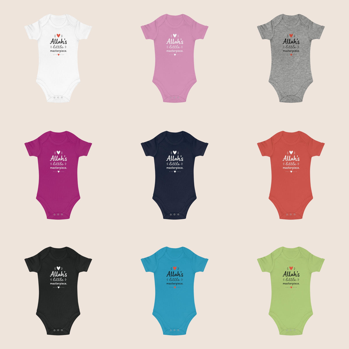Muslim Baby Bodysuit | Allah's Little Masterpiece, 100% Cotton Islamic Gift
