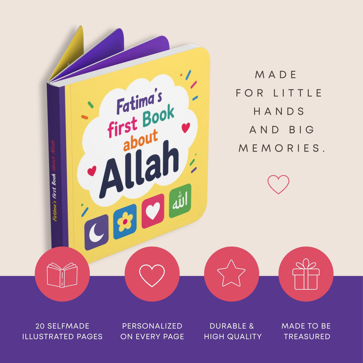 Personalized Islamic Board Book for Girls - First Book About Allah