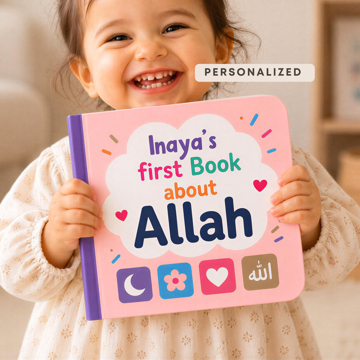 Personalized Islamic Board Book for Girls - First Book About Allah