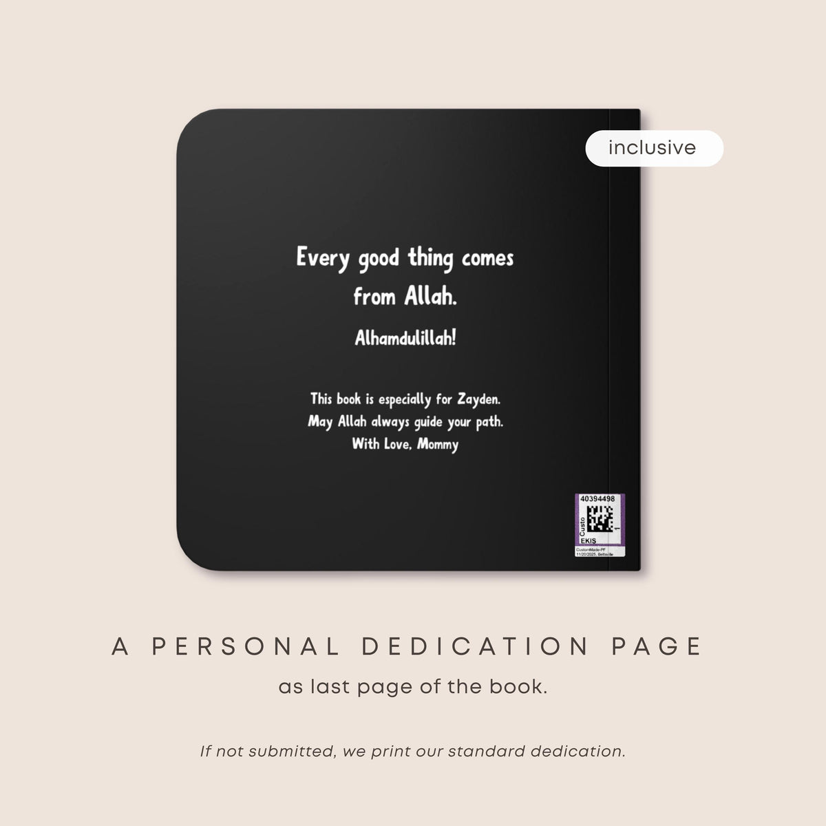 Personalized islamic Baby Gift - black and white Newborn High-Contrast Book | Newborn Visual Stimulation | Muslim Baby Favor