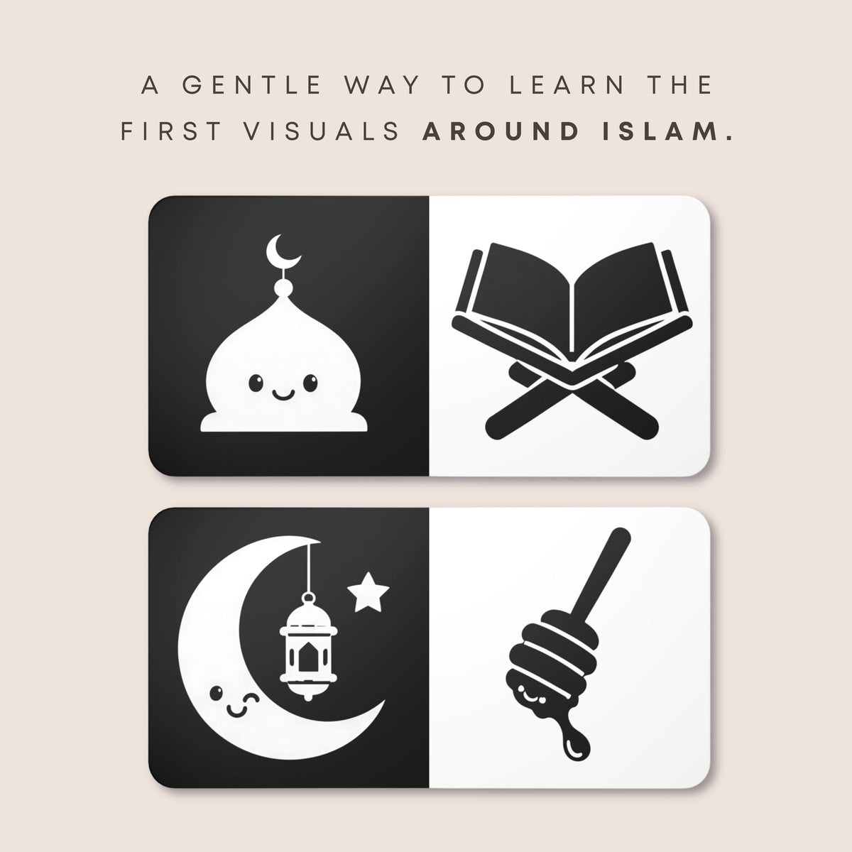 Personalized islamic Baby Gift - black and white Newborn High-Contrast Book | Newborn Visual Stimulation | Muslim Baby Favor
