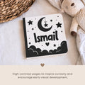 Personalized islamic Baby Gift - black and white Newborn High-Contrast Book | Newborn Visual Stimulation | Muslim Baby Favor