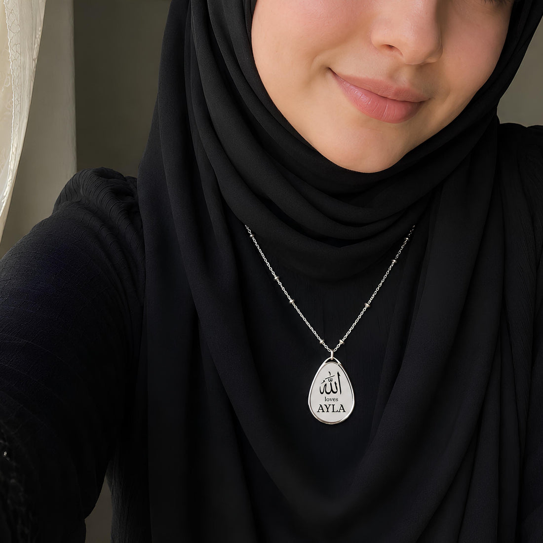 Personalized Allah Loves You Necklace | Personalized Islamic Gift for Her | Custom Muslim Name Necklace | Bismillah Gift
