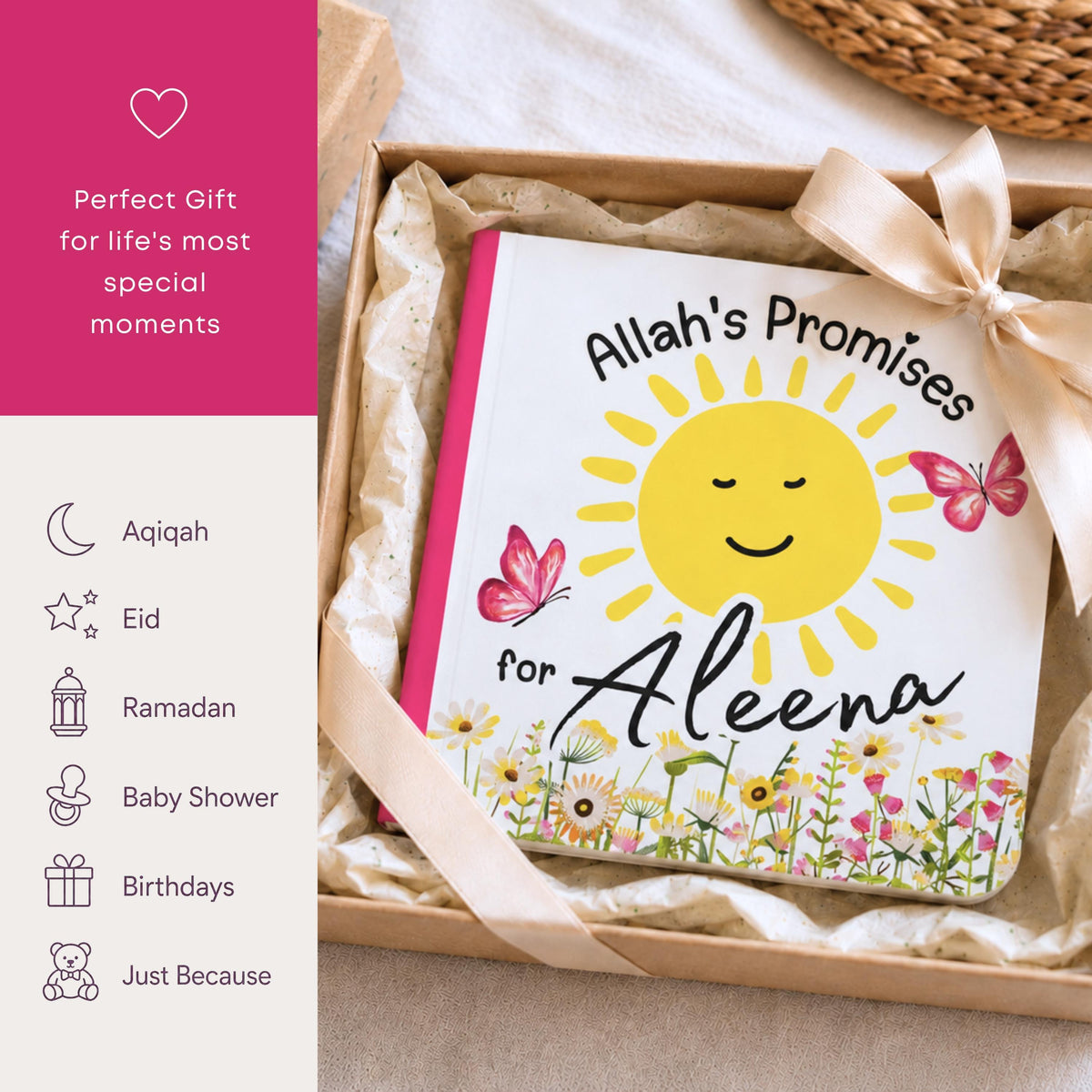 Personalized Islamic Board Book | Allah's Promises for Children, Muslim Baby Gift, Keepsake