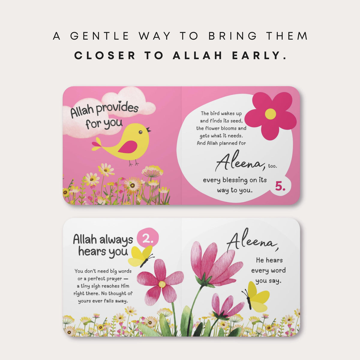 Personalized Islamic Board Book | Allah's Promises for Children, Muslim Baby Gift, Keepsake