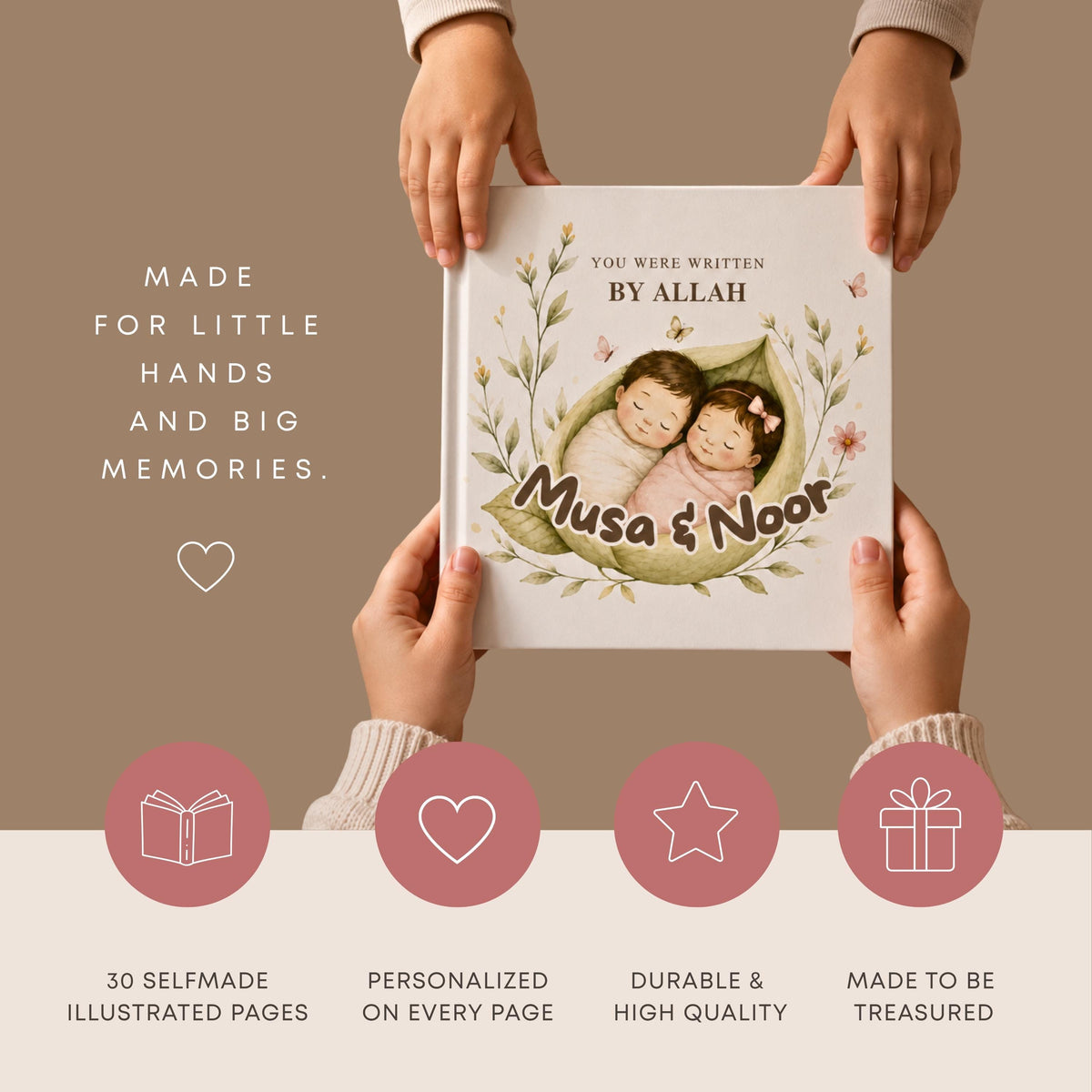 Personalized Islamic Siblings Book | Eid Gifts | Custom Story for Twins | Muslim Baby Gift | Aqiqah