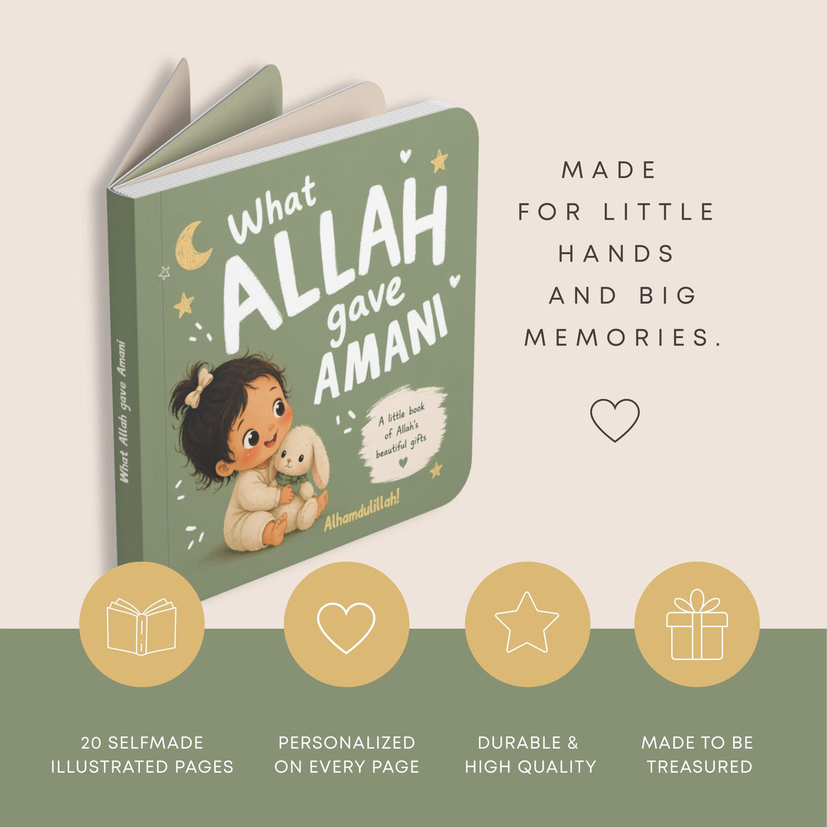 Aqiqah gift - Personalized First Book for Girls | Personalized Board Book | Custom Muslim Baby Gift | Islamic one year old birthday gift