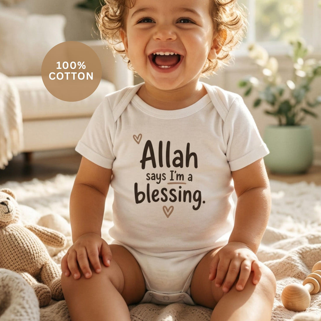Islamic Baby Bodysuit | Allah Says I'm A Blessing, 100% Cotton Gift