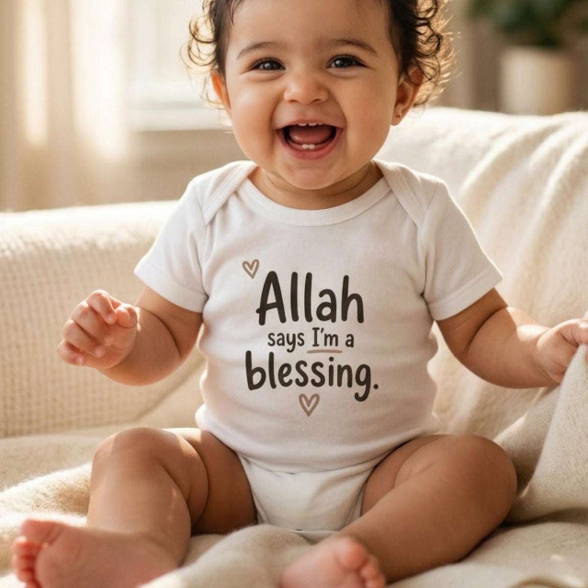 Islamic Baby Bodysuit | Allah Says I'm A Blessing, 100% Cotton Gift