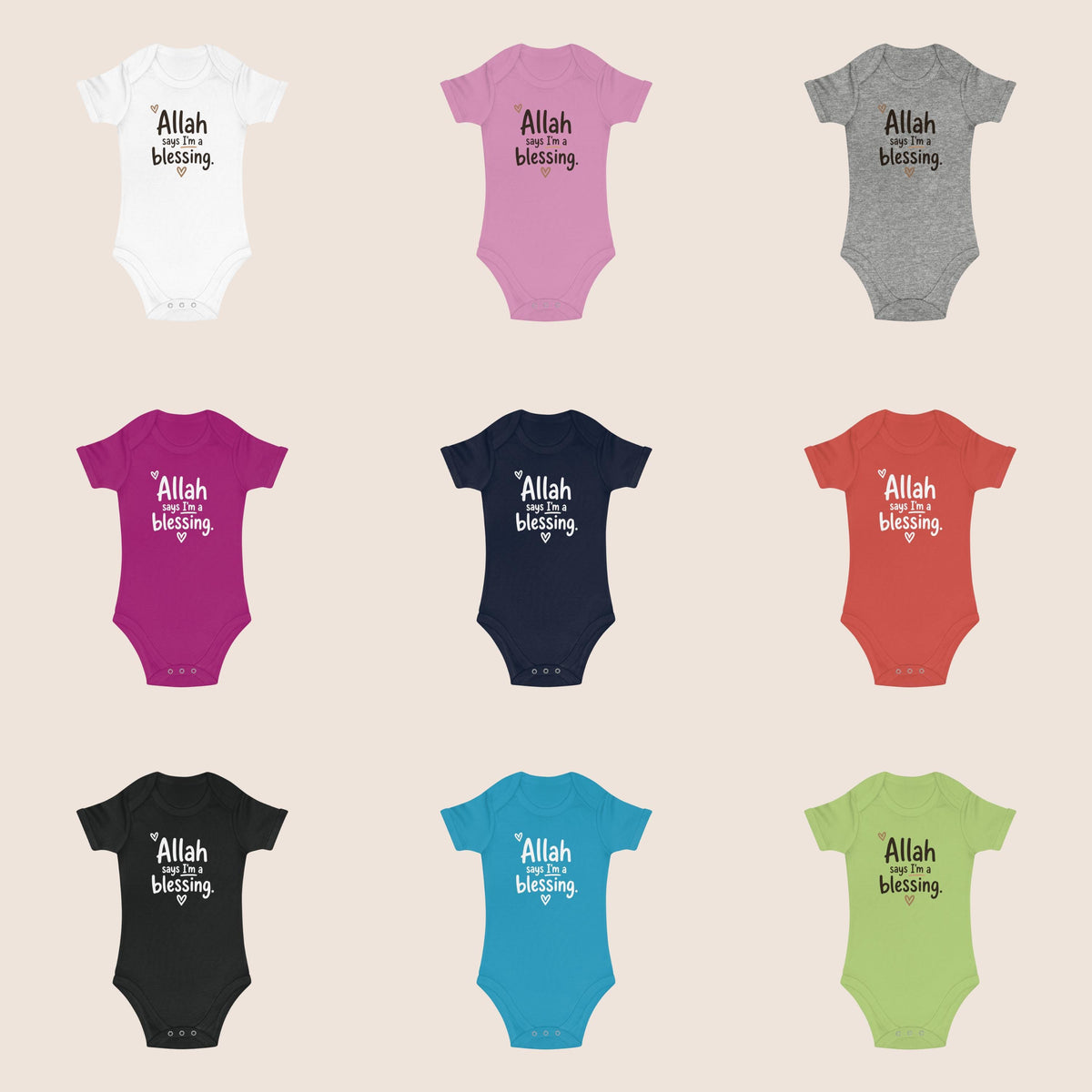 Islamic Baby Bodysuit | Allah Says I'm A Blessing, 100% Cotton Gift