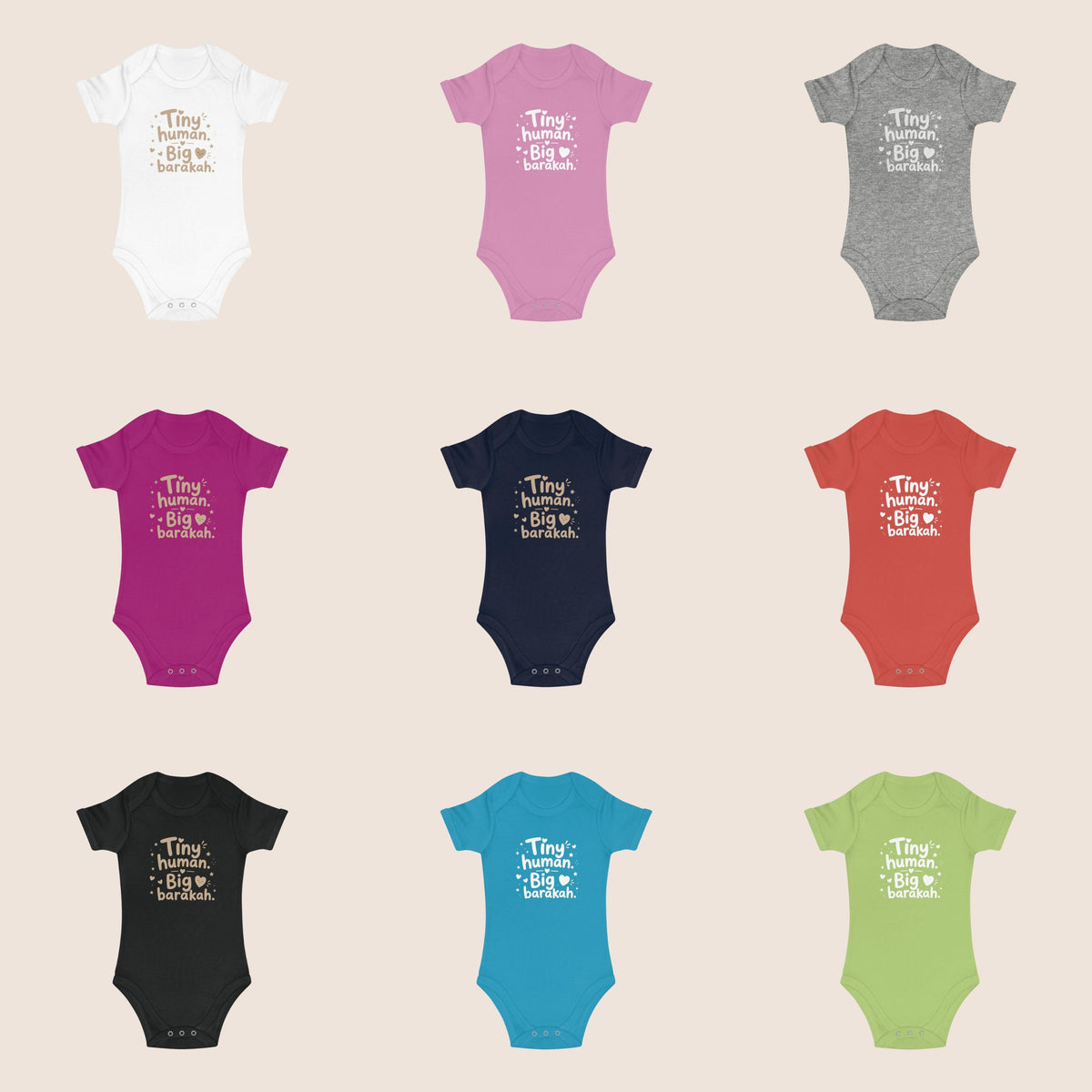 Islamic Baby Bodysuit | Tiny Human Big Barakah, 100% Cotton