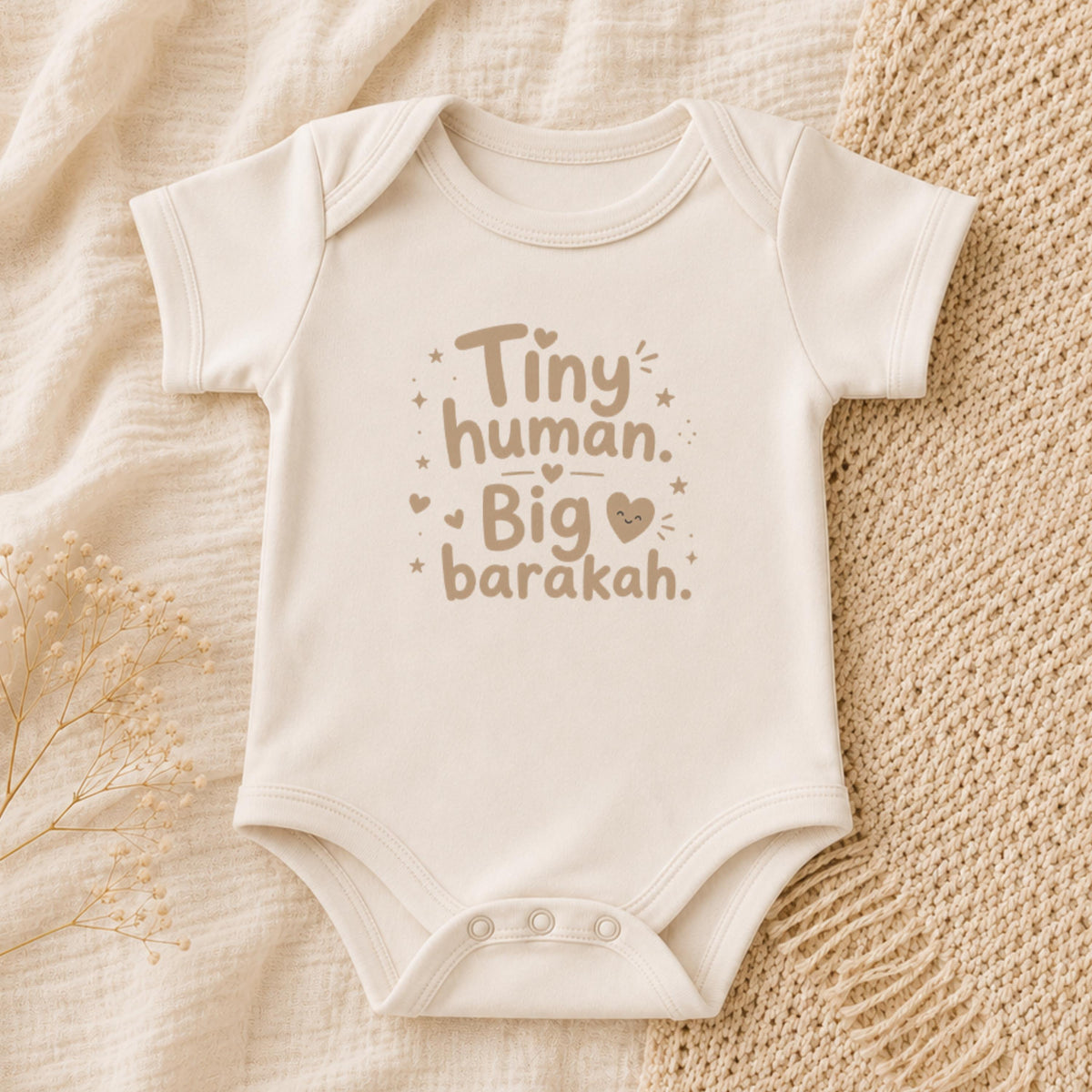 Islamic Baby Bodysuit | Tiny Human Big Barakah, 100% Cotton