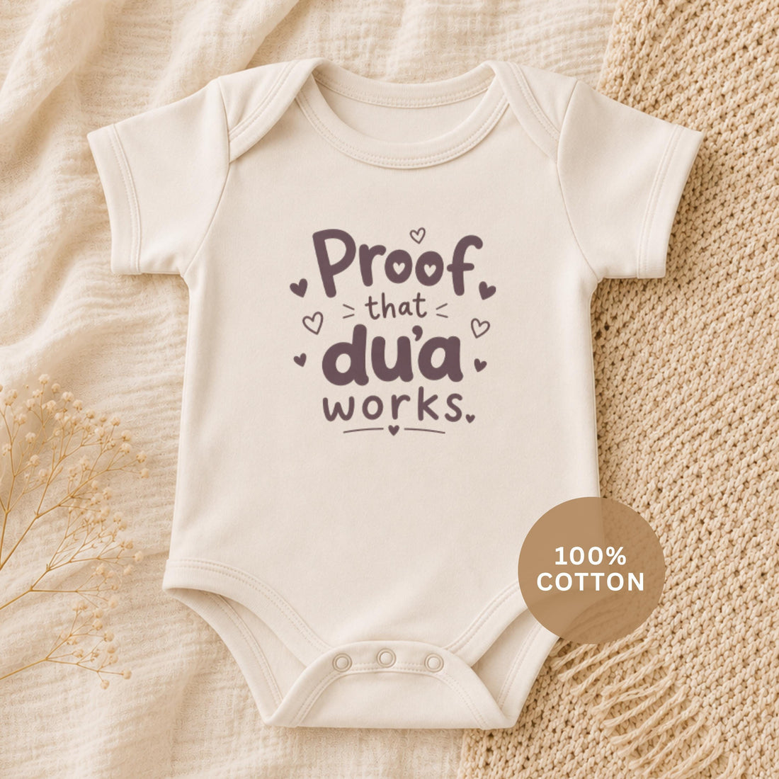 Islamic Baby Bodysuit | Proof Dua Works, Organic Cotton Newborn Gift