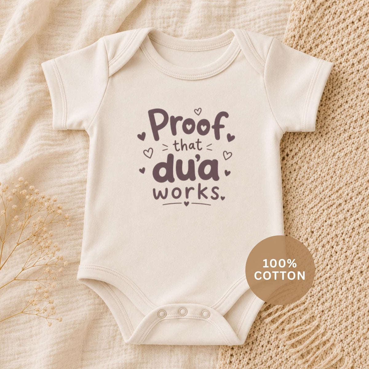 Islamic Baby Bodysuit | Proof Dua Works, Organic Cotton Newborn Gift