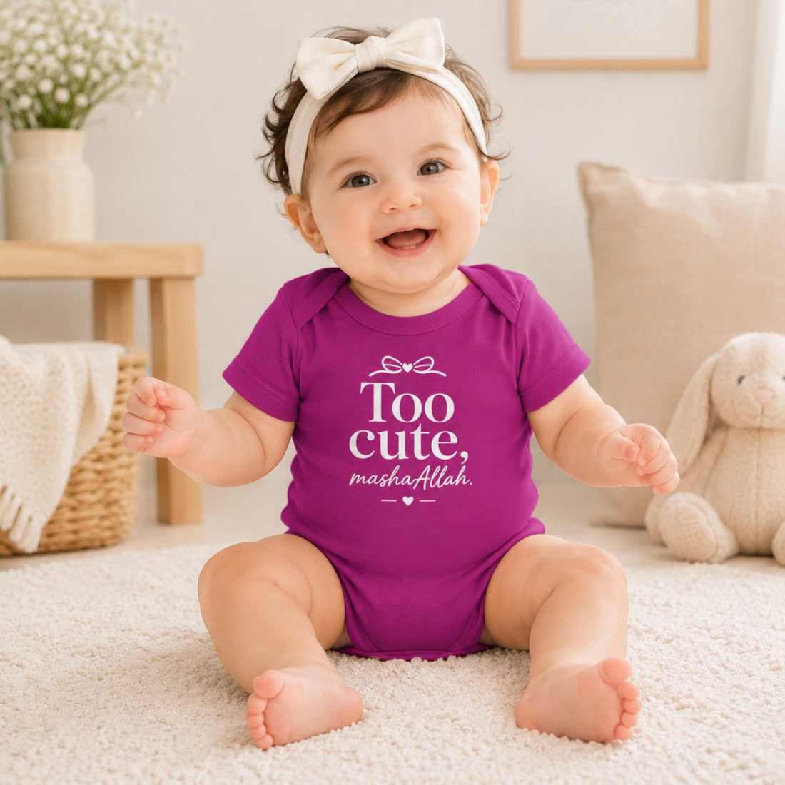 Muslim Baby Girl Onesie | MashaAllah Cotton Bodysuit, Islamic Gift