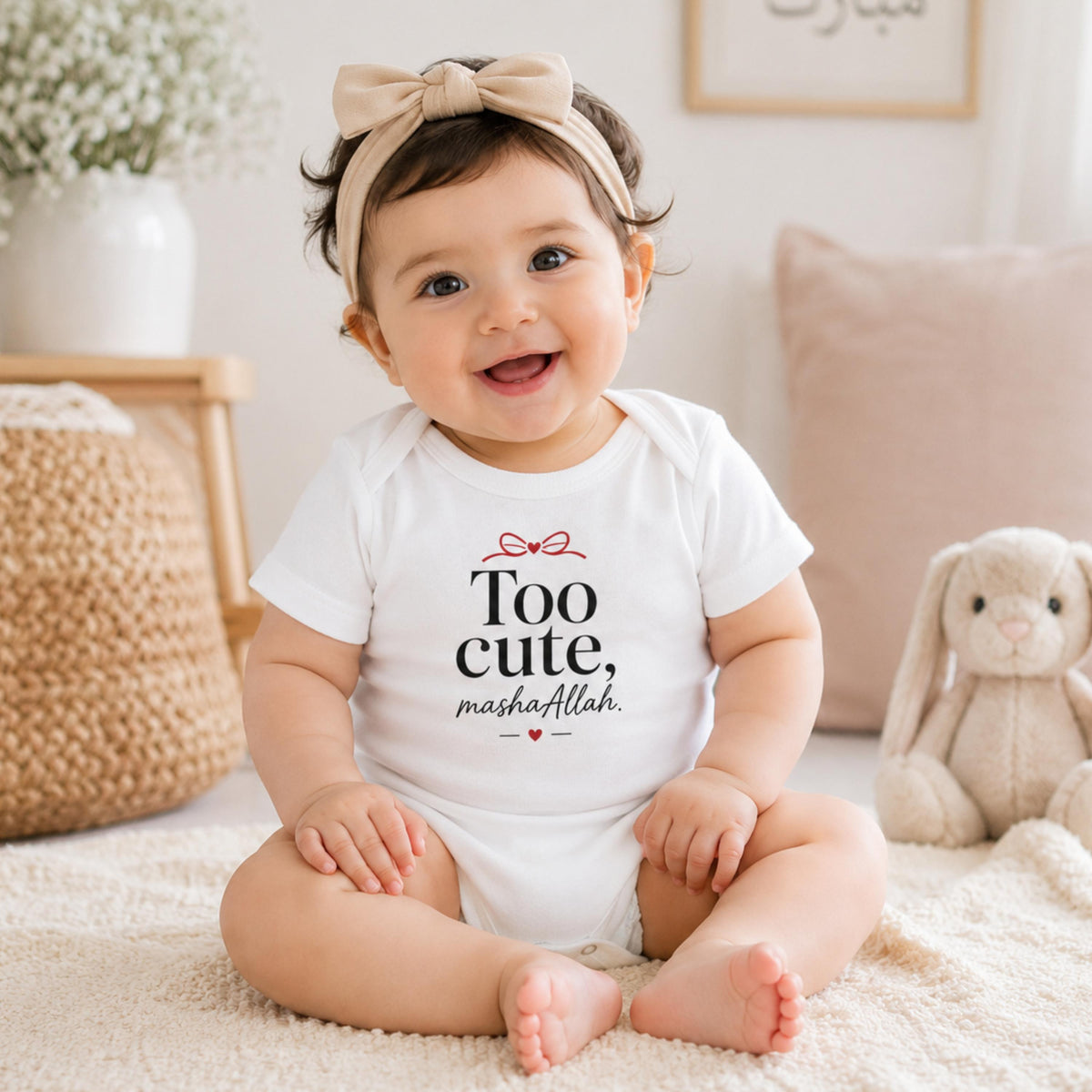Muslim Baby Girl Onesie | MashaAllah Cotton Bodysuit, Islamic Gift