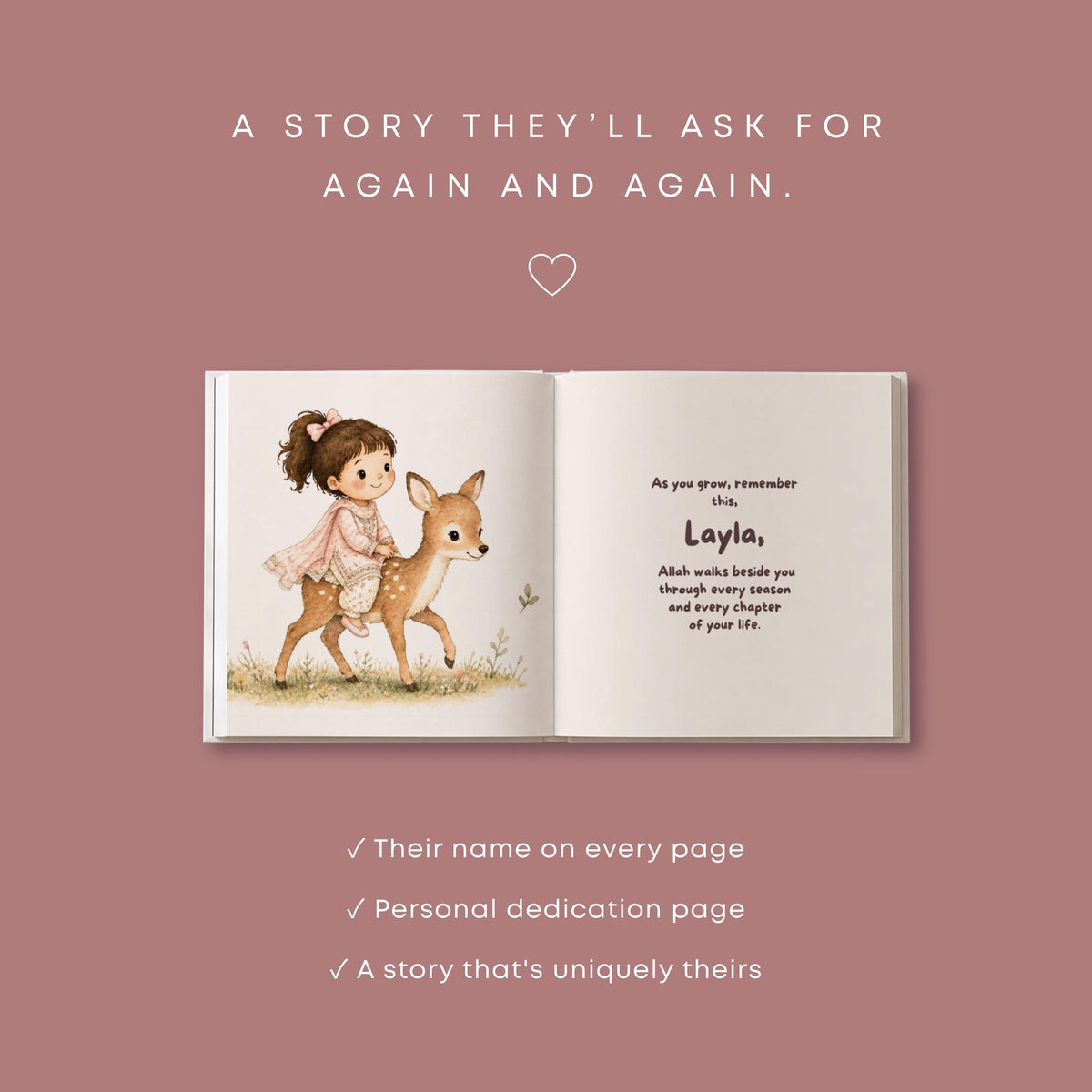 Personalized Islamic Storybook - Keepsake for Baby's First Birthday, Allah Loves You Book