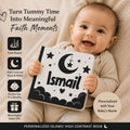 Personalized islamic Baby Gift - black and white Newborn High-Contrast Book | Newborn Visual Stimulation | Muslim Baby Favor
