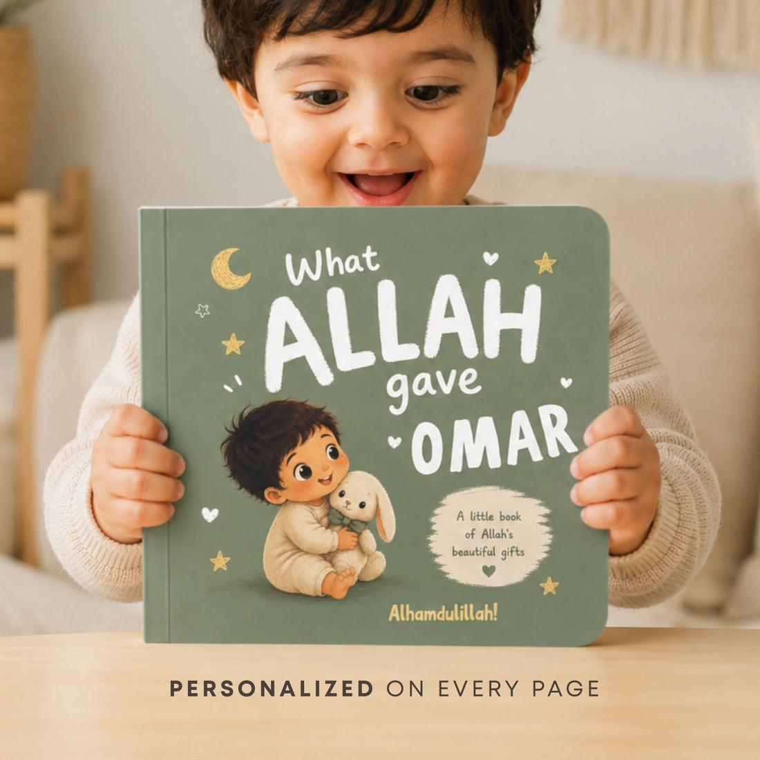 Aqiqah gift - Personalized First Book for Boys | Personalized Board Book | Custom Muslim Baby Gift | Islamic one year old birthday gift