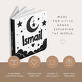Personalized islamic Baby Gift - black and white Newborn High-Contrast Book | Newborn Visual Stimulation | Muslim Baby Favor
