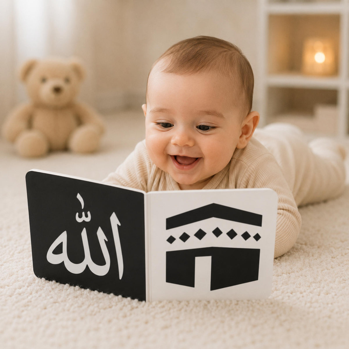 Personalized islamic Baby Gift - black and white Newborn High-Contrast Book | Newborn Visual Stimulation | Muslim Baby Favor