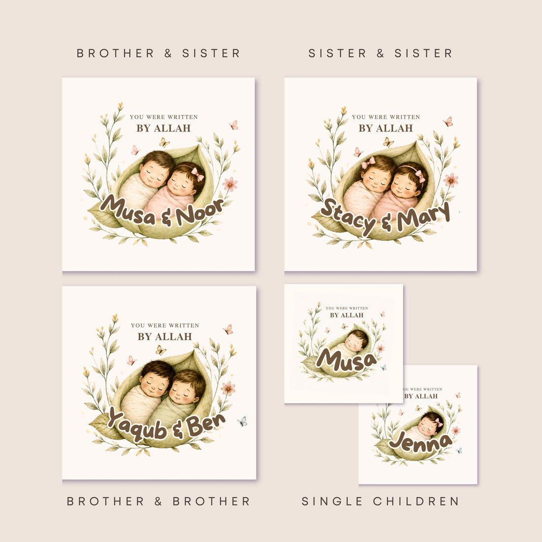 Personalized Islamic Siblings Book | Eid Gifts | Custom Story for Twins | Muslim Baby Gift | Aqiqah
