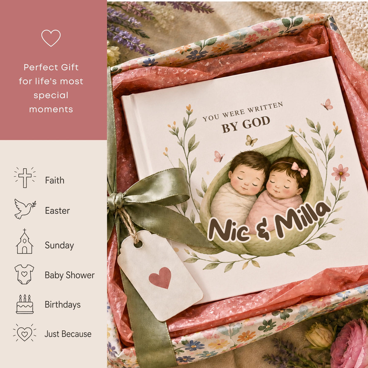 Personalized Sibling Storybook | Baptism Gift for Boys, Girls, Twins