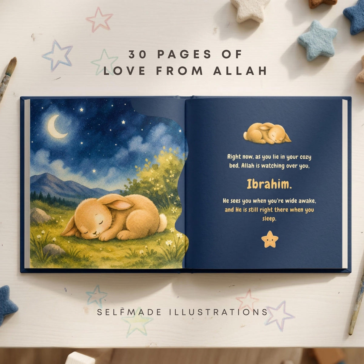 Personalized Islamic Gift - Muslim Bedtime Story Book - custom Arabic Baby Present for Eid, Aqiqah
