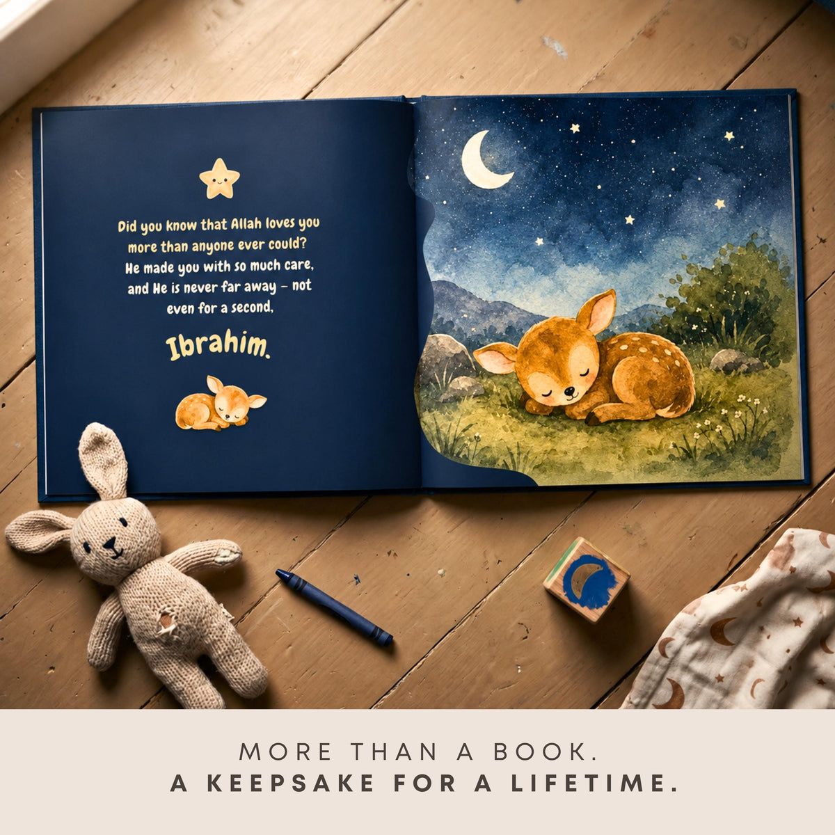 Personalized Islamic Gift - Muslim Bedtime Story Book - custom Arabic Baby Present for Eid, Aqiqah