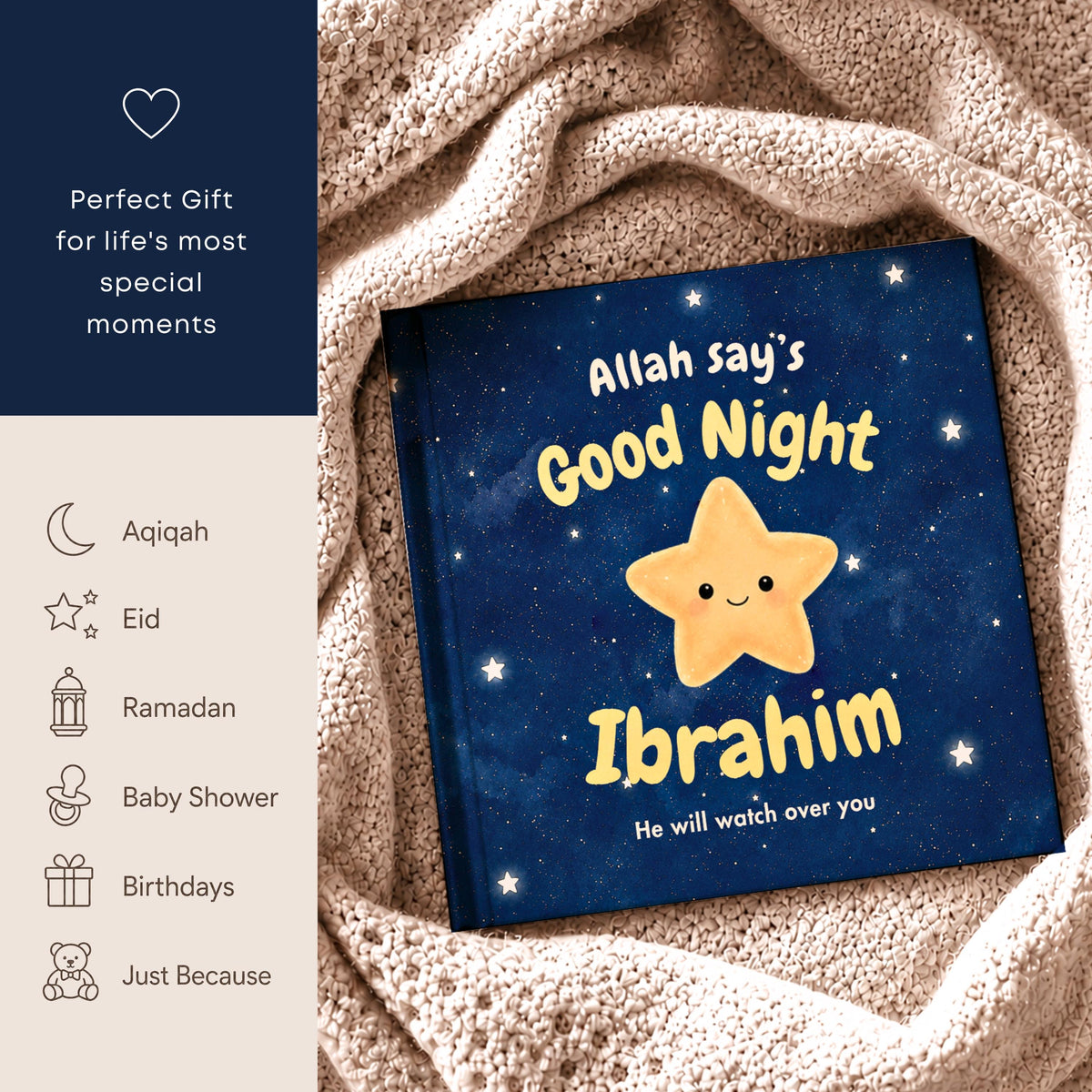 Unique islamic Bedtime Story - personalized Aqiqah gift - children's book Muslim