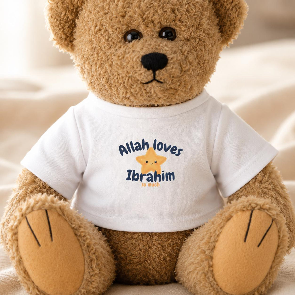 Personalized Islamic Teddy Bear | Muslim Baby Gift | Allah Loves You Plush Toy | Aqiqah Gift | Eid Gift for Baby | Islamic Newborn Keepsake