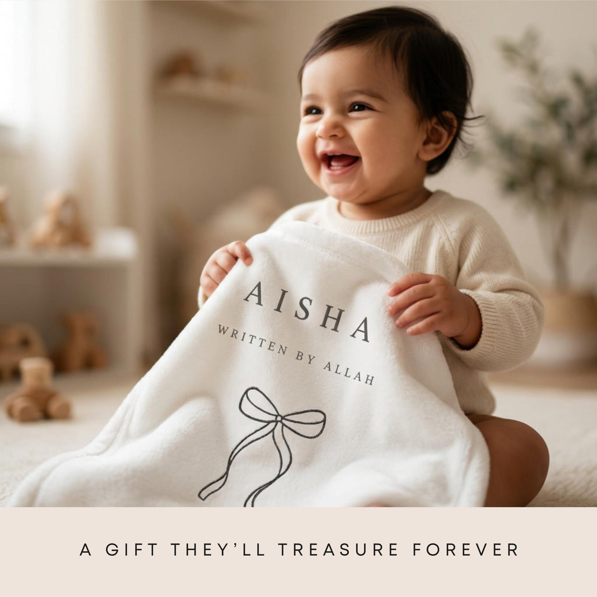 Islamic Baby Gift, Personalized Baby Blanket, Custom Muslim Name Aqiqah Favor