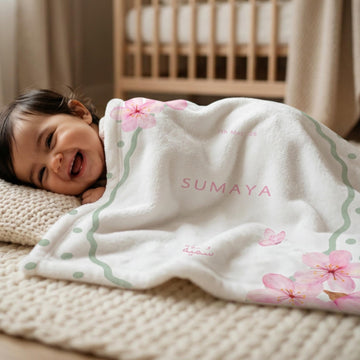 Newborn Islamic Gift, Personalized Aqiqah Baby Blanket, Custom Name Blanket