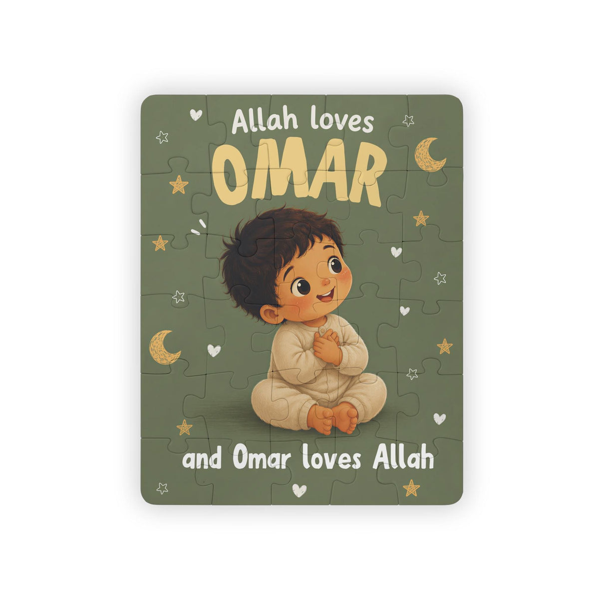 Personalized Islamic Name Puzzle | Allah Loves You, 30-Piece Toddler Keepsake