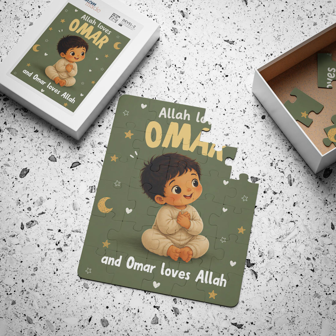 Personalized Islamic Name Puzzle | Allah Loves You, 30-Piece Toddler Keepsake