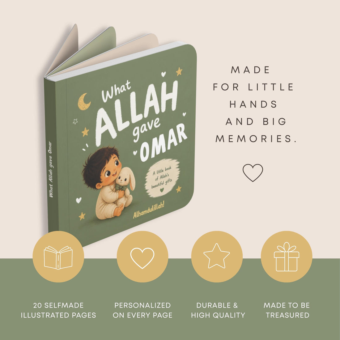 Aqiqah gift - Personalized First Book for Boys | Personalized Board Book | Custom Muslim Baby Gift | Islamic one year old birthday gift