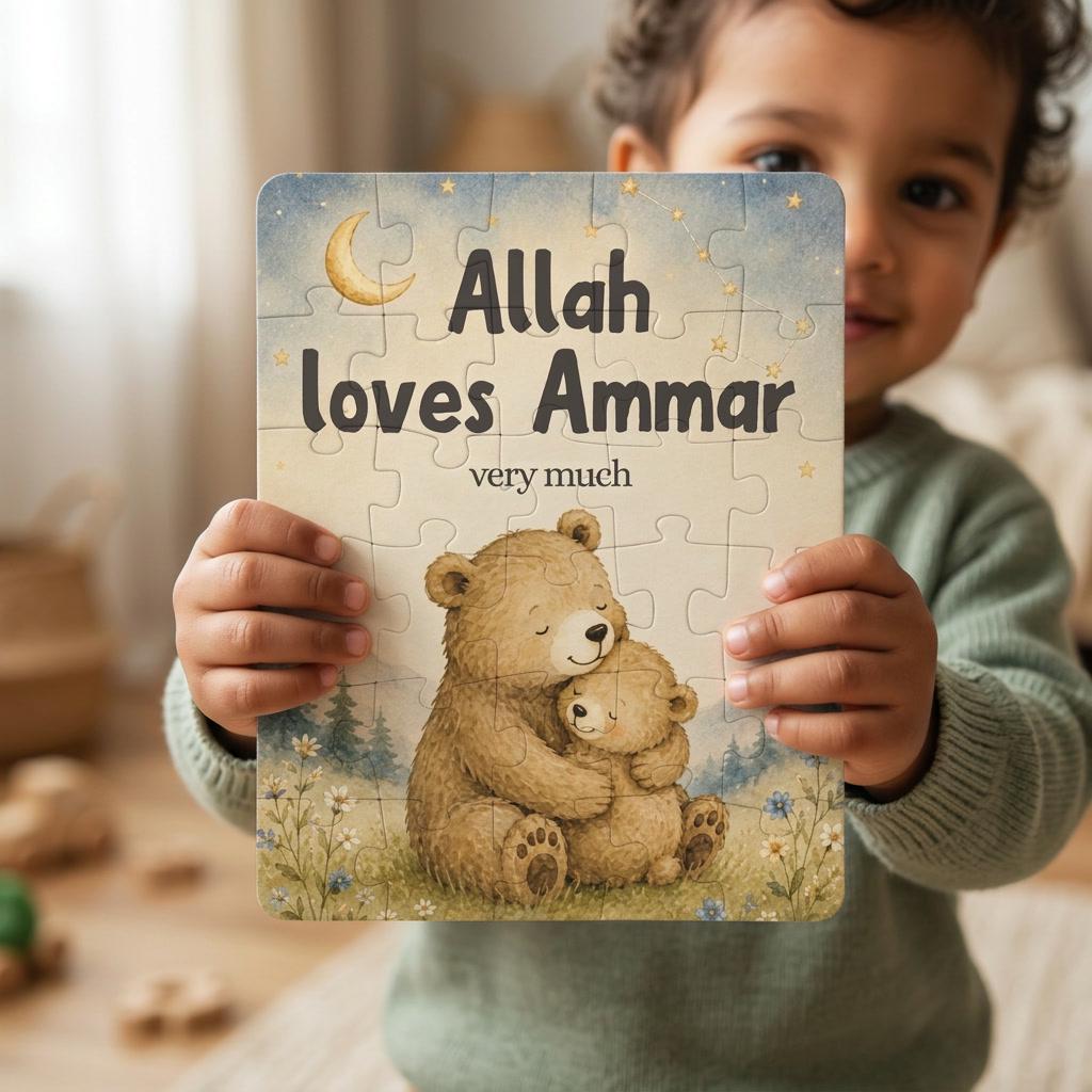 Personalized Muslim Kids Puzzle | Islamic Baby Gift | Custom Name Puzzle | Aqiqah Gift | Eid Gift for Toddler | Allah Is Forever With You